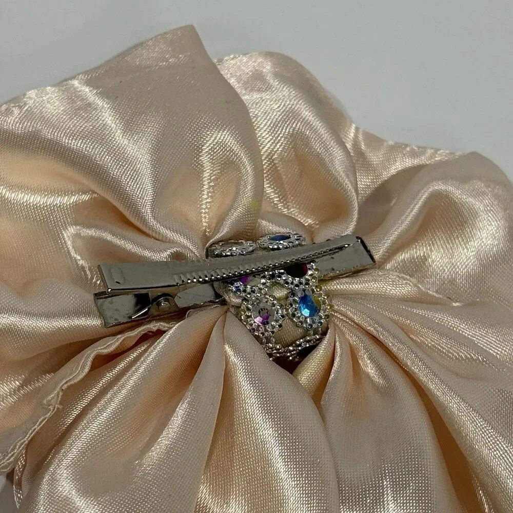 Large Satin Bow Barrettes Women Ribbon Hair Clips Hairpins for Styling